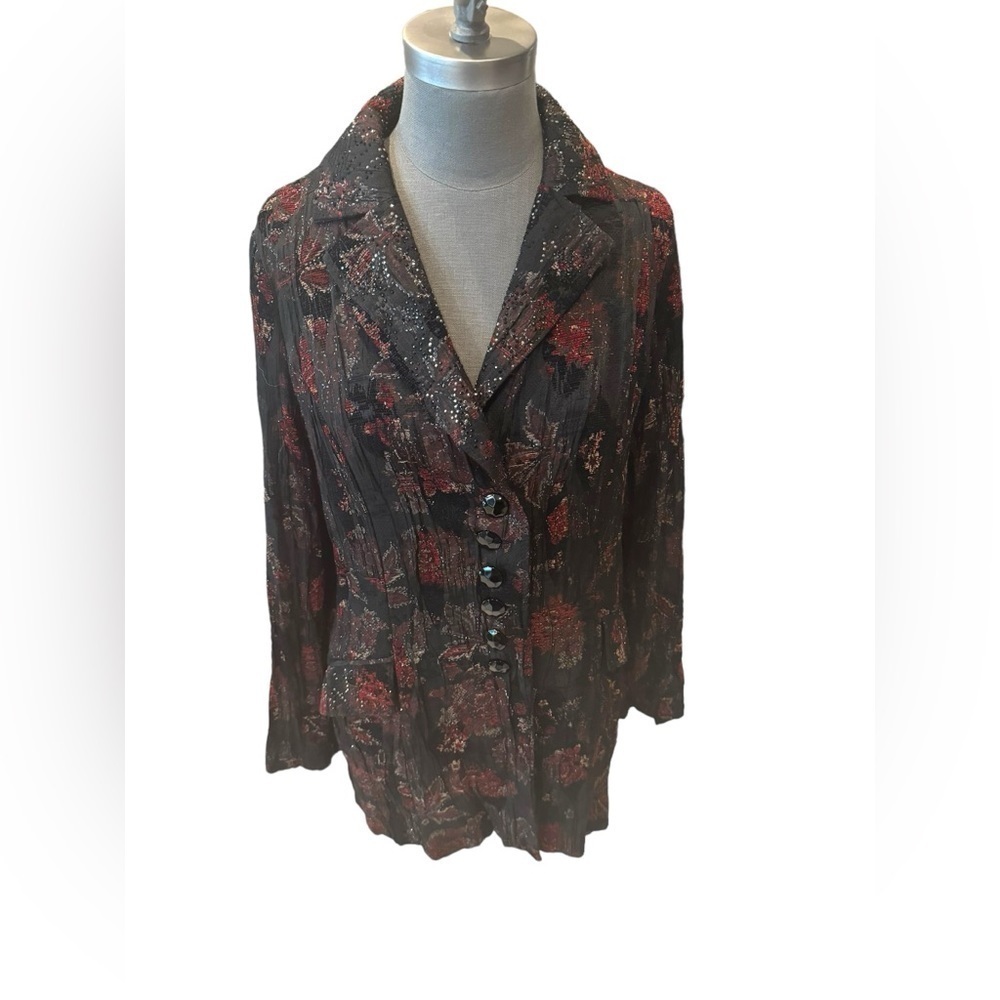 Alberto Makali Blazer Jacket Black Red Metallic Large